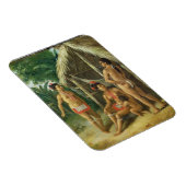 A Leeward Islands Carib Family bij een Hut, c.17 Magneet (Rechterzijde)