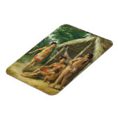 A Leeward Islands Carib Family bij een Hut, c.17 Magneet (Linkerzijde)