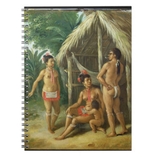 A Leeward Islands Carib Family bij een Hut, c.17 Notitieboek