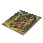 A Leeward Islands Carib Family bij een Hut, c.17 Tegeltje (Zijkant)