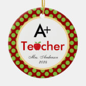 A+ Leraar met Apple Kerst Keramisch Ornament (Voorkant)