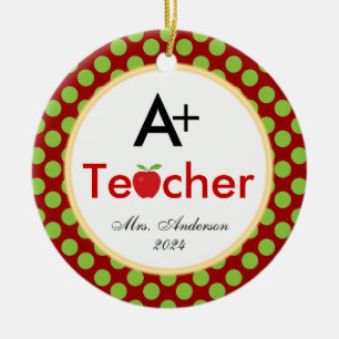 A+ Leraar met Apple Kerst Keramisch Ornament