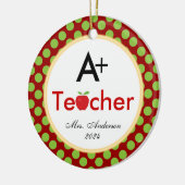 A+ Leraar met Apple Kerst Keramisch Ornament (Links)