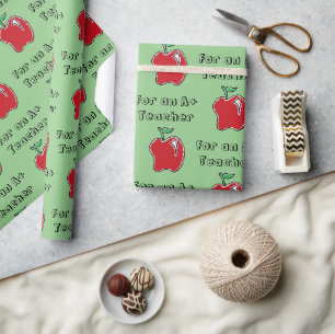 A+ Leraar Rode Appel Cool School Cartoon Cadeaupapier