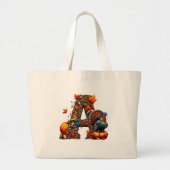 A letter A in Thanksgiving style Grote Tote Bag (Voorkant)