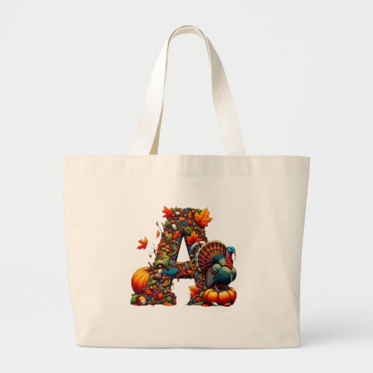 A letter A in Thanksgiving style Grote Tote Bag (Voorkant)