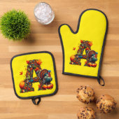 A letter A in Thanksgiving style Ovenwant & Pannenlap Set (Top down)