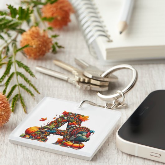 A letter A in Thanksgiving style Sleutelhanger (Voorkant Rechts)