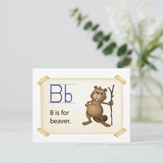 A letter B voor bever Briefkaart (Staand voorkant)