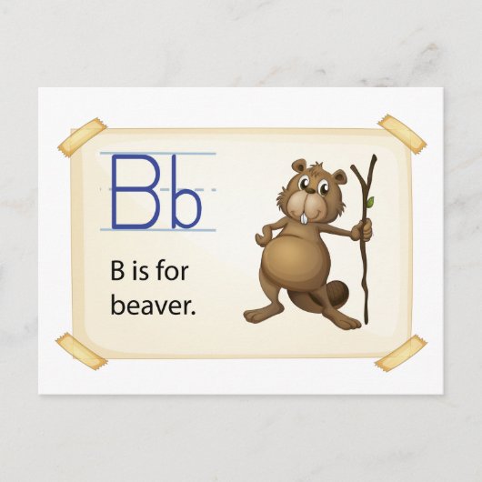 A letter B voor bever Briefkaart (Voorkant)