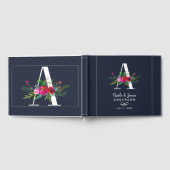 A Letter Initiaal Monogram Bloemen Naam Bruiloft Gastenboek (Volledig)