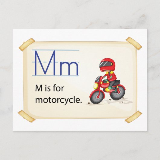 A letter M voor motorfietsen Briefkaart (Voorkant)