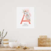 A Letter Monogram White Orchids and Pampas Grass Poster (Keuken)