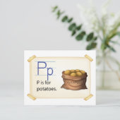 A letter P voor aardappelen Briefkaart (Staand voorkant)