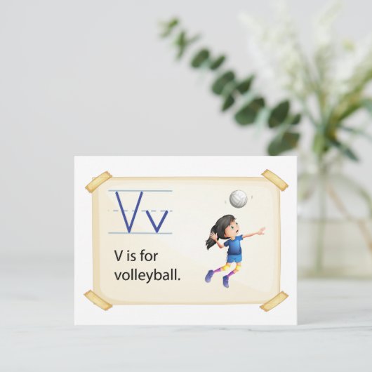 A letter V voor volleybal Briefkaart (Staand voorkant)