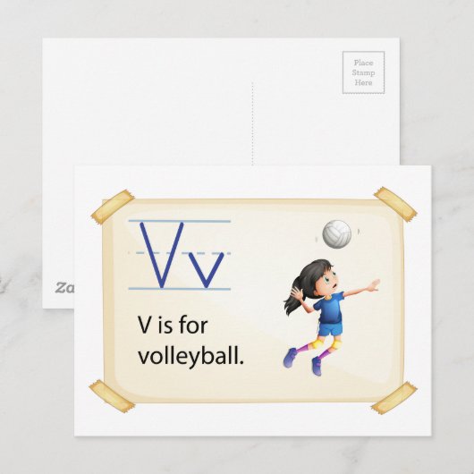 A letter V voor volleybal Briefkaart (Voorkant / Achterkant)