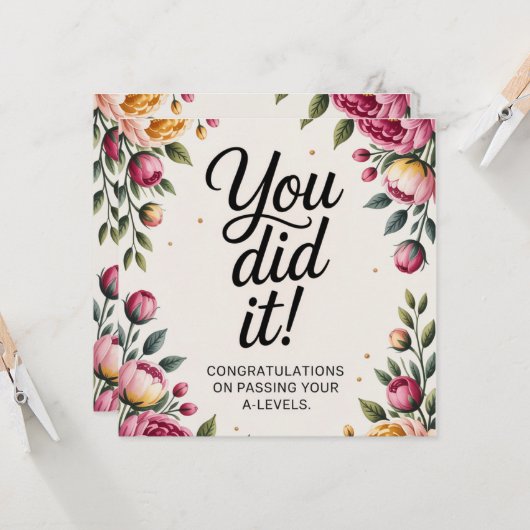 A Level Exam Congratulation Graduation card's Kaart (Voorkant / Achterkant in situ)