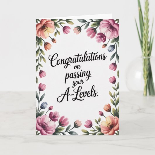 A Level Exam Floral Congratulation Graduation  Kaart (Voorkant)