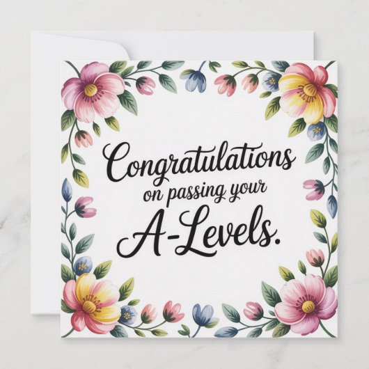 A Level Exam Floral Congratulation  Greeting Cards (Voorkant)