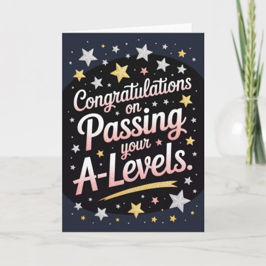 A Level Exam radiant star Congratulation cards Kaart (Voorkant)