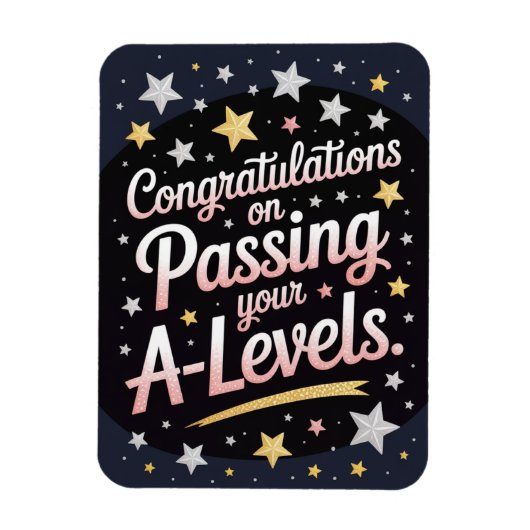 A Level Exam radiant star Congratulation cards Magneet (Verticaal)