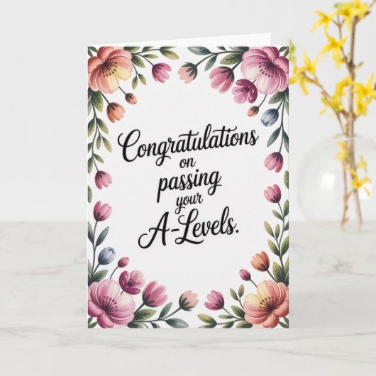 A Level Examen Bloemen Congratulatie Afstuderen Kaart (Gele Bloem)