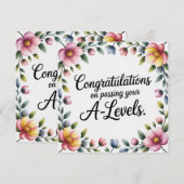 A Level Examen Bloemrijke Congratulatie Kaarten (Voorkant / Achterkant)