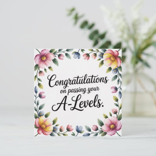 A Level Examen Bloemrijke Congratulatie Kaarten (Staand voorkant)