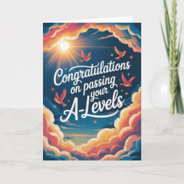A Level Examen lucht zonneschijn Congratulatiekaar Kaart