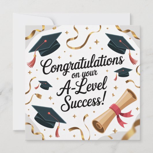 A-Level success Flat Graduation Greeting Card  Kaart (Voorkant)