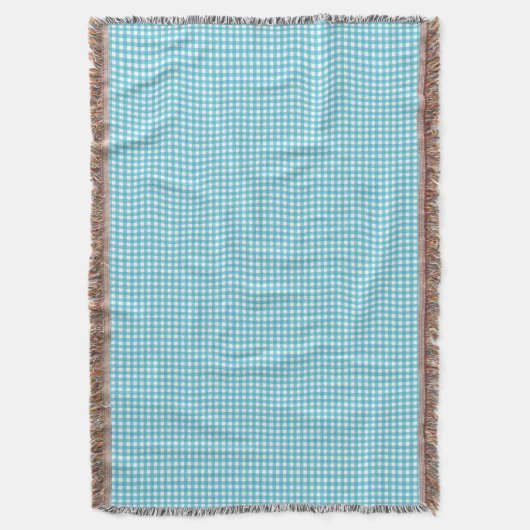 A light blue and white checkered blanket  deken (Voorkant Verticaal)