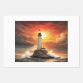 A lighthouse at sunset in a stormy sea - Decoupage Inpakpapier Vel (Voorkant 2)
