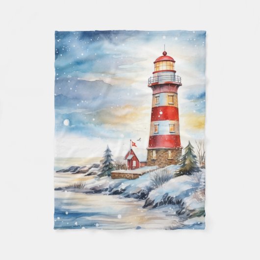 A Lighthouse in Winter Fleece Deken (Voorkant)