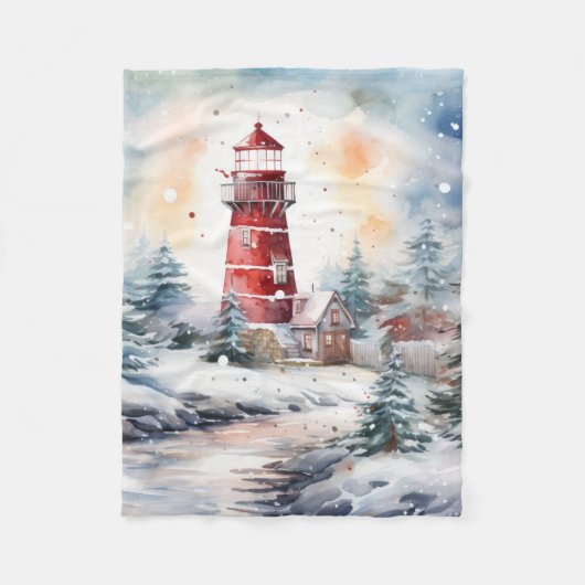 A Lighthouse in Winter Fleece Deken (Voorkant)