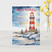 A Lighthouse in Winter Kaart (Gele Bloem)