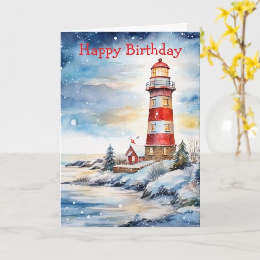 A Lighthouse in Winter Kaart (Gele Bloem)