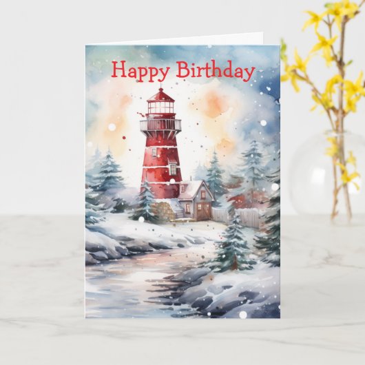 A Lighthouse in Winter Kaart (Gele Bloem)