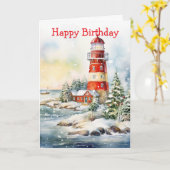 A Lighthouse in Winter Kaart (Gele Bloem)