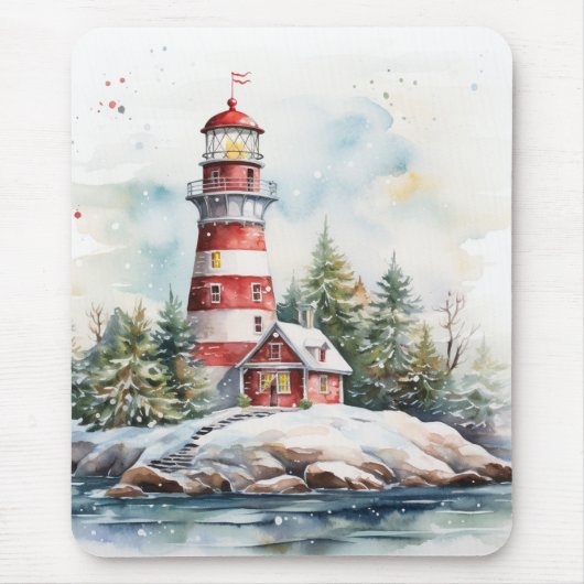 A Lighthouse in Winter Muismat (Voorkant)
