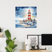 A Lighthouse in Winter Poster (Thuiskantoor)
