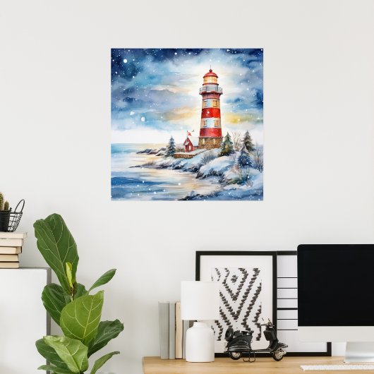 A Lighthouse in Winter Poster (Thuiskantoor)