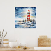 A Lighthouse in Winter Poster (Keuken)