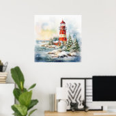 A Lighthouse in Winter Poster (Thuiskantoor)