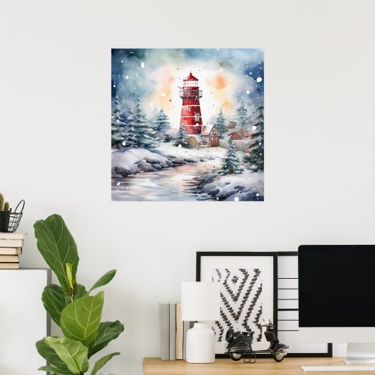 A Lighthouse in Winter Poster (Thuiskantoor)