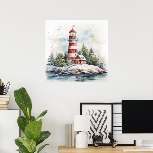 A Lighthouse in Winter Poster (Thuiskantoor)