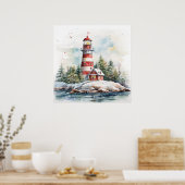 A Lighthouse in Winter Poster (Keuken)