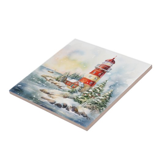 A Lighthouse in Winter Tegeltje (Zijkant)