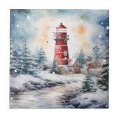 A Lighthouse in Winter Tegeltje (Voorkant)