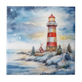 A Lighthouse in Winter Tegeltje (Voorkant)