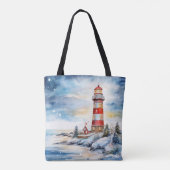 A Lighthouse in Winter Tote Bag (Achterkant)
